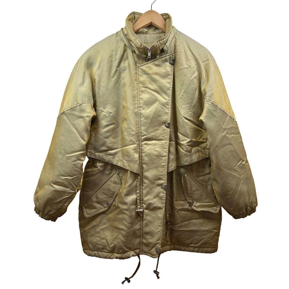 Arctic Sun Jacket Womens M Metallic Gold Insulated Parka Shimmer Vintage Korea‎